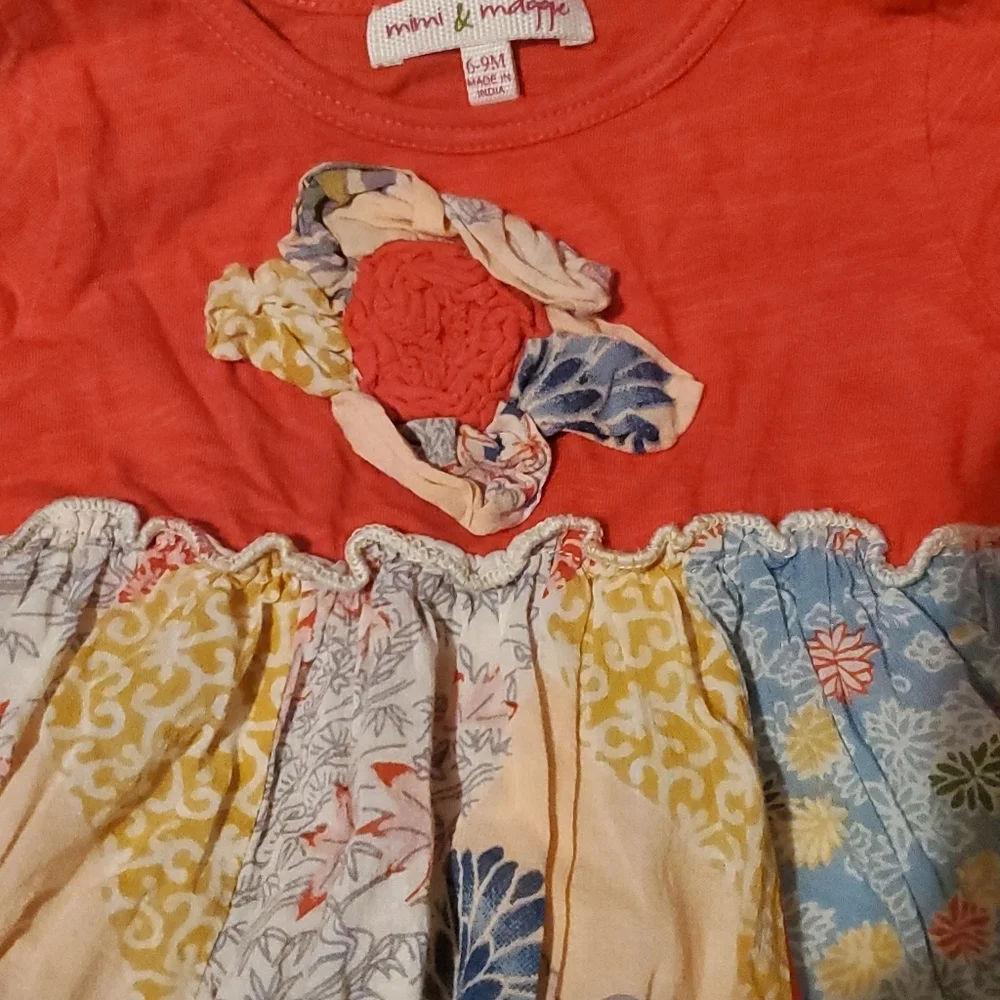 MiMi & Maggie Long Sleeve Grace Handkerchief Dress 6-9 MTHS Patchwork Flowers